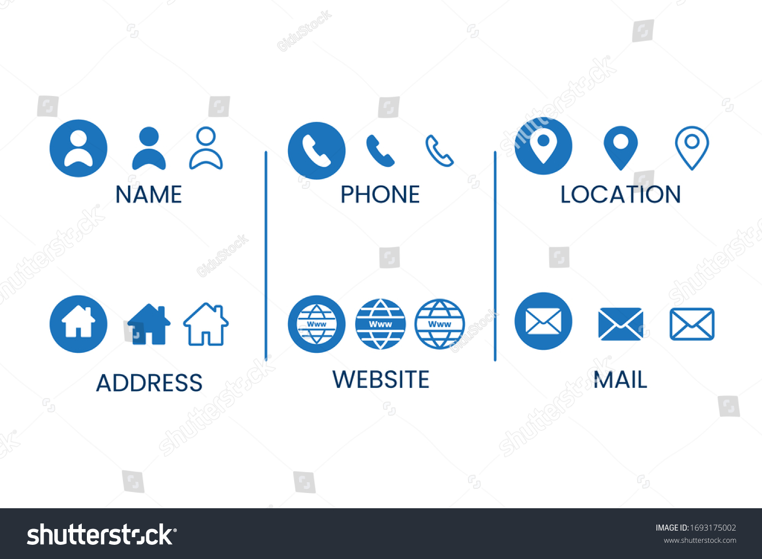 Contact Info Icon Set Icons Collection Stock Vector (Royalty Free ...