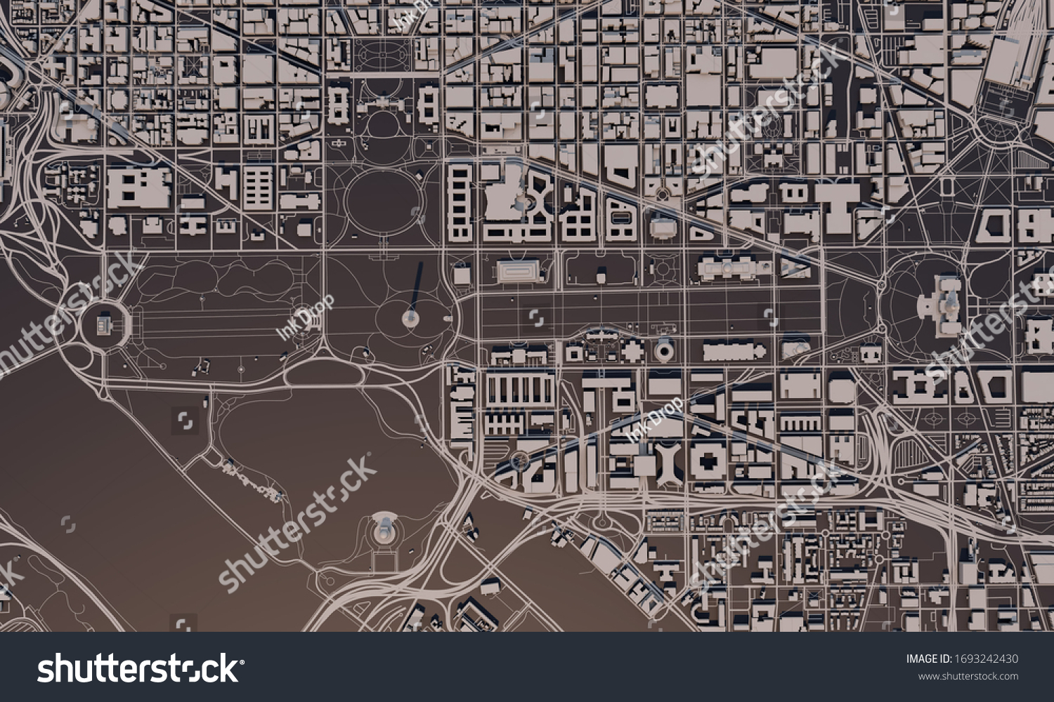 Aerial Map Of Washington Dc Washington Dc Stadtplan 3D Rendering. Satellitenbild: Stockillustration  1693242430 | Shutterstock