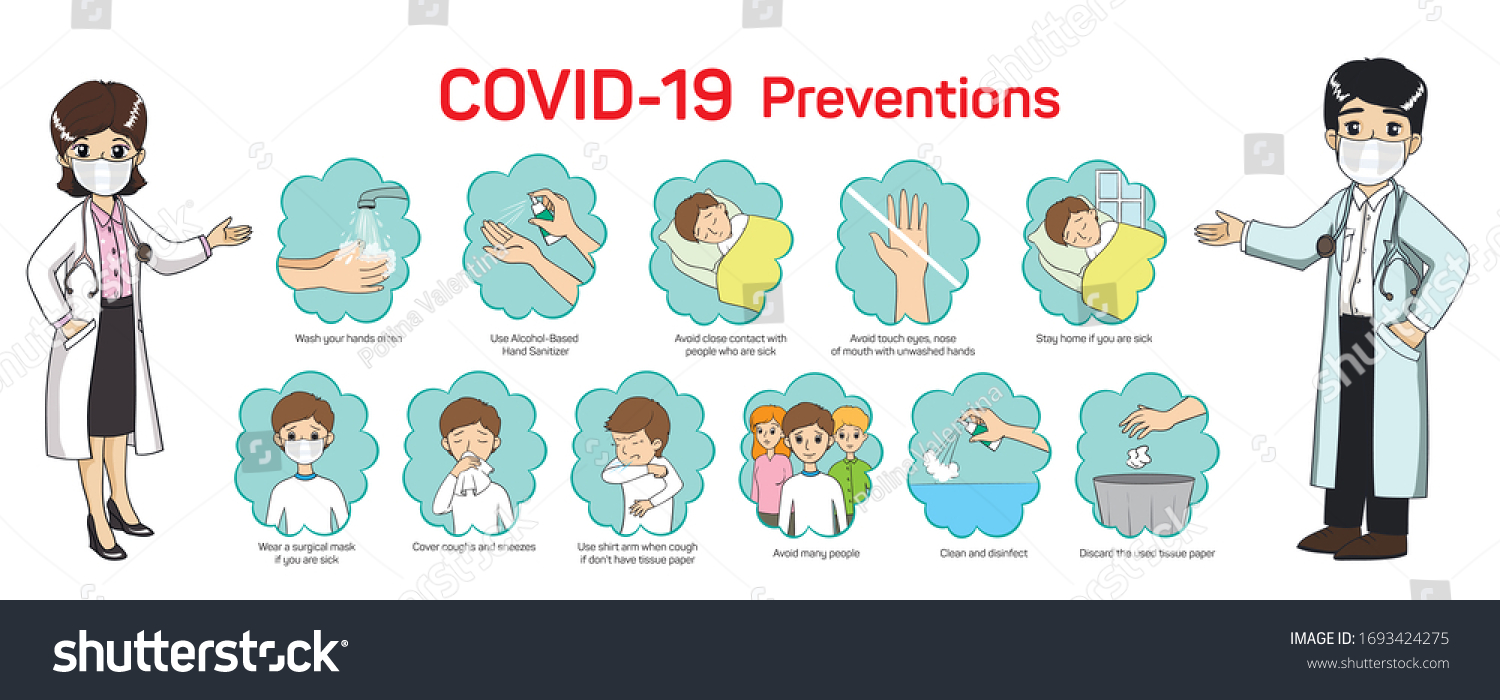 Covid19 Coronavirus Vector Infographics Infection Preventions Stock ...