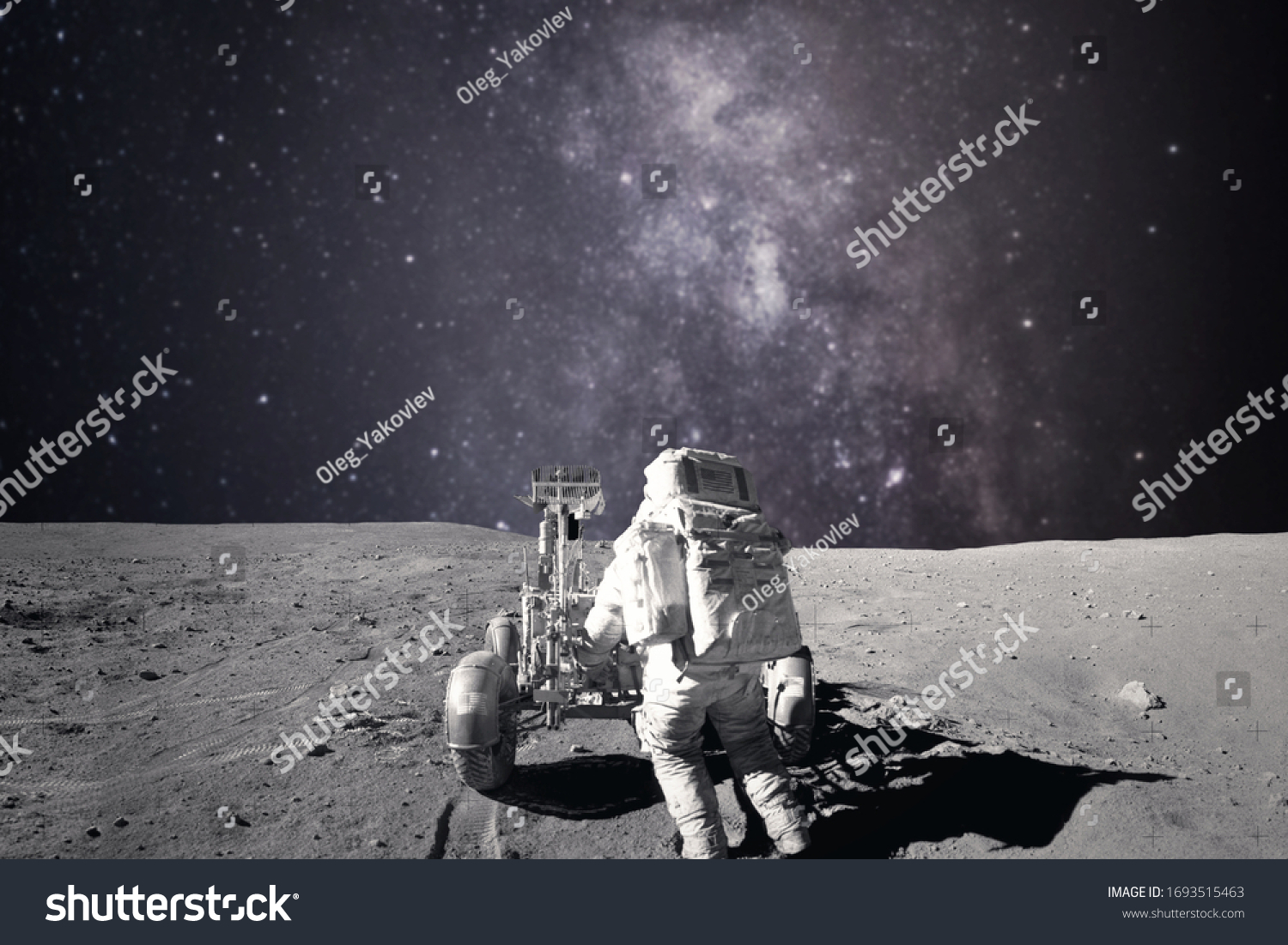 Astronaut On Rock Surface Space Background Stock Photo Shutterstock