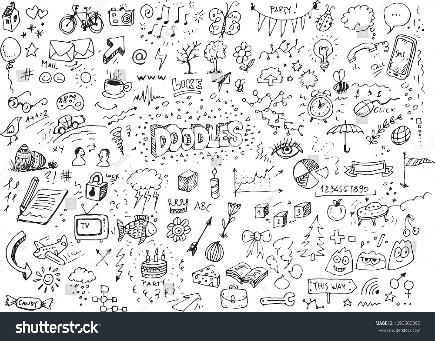 Various Vector Hand Drawn Doodles Over Stock Vector (Royalty Free ...