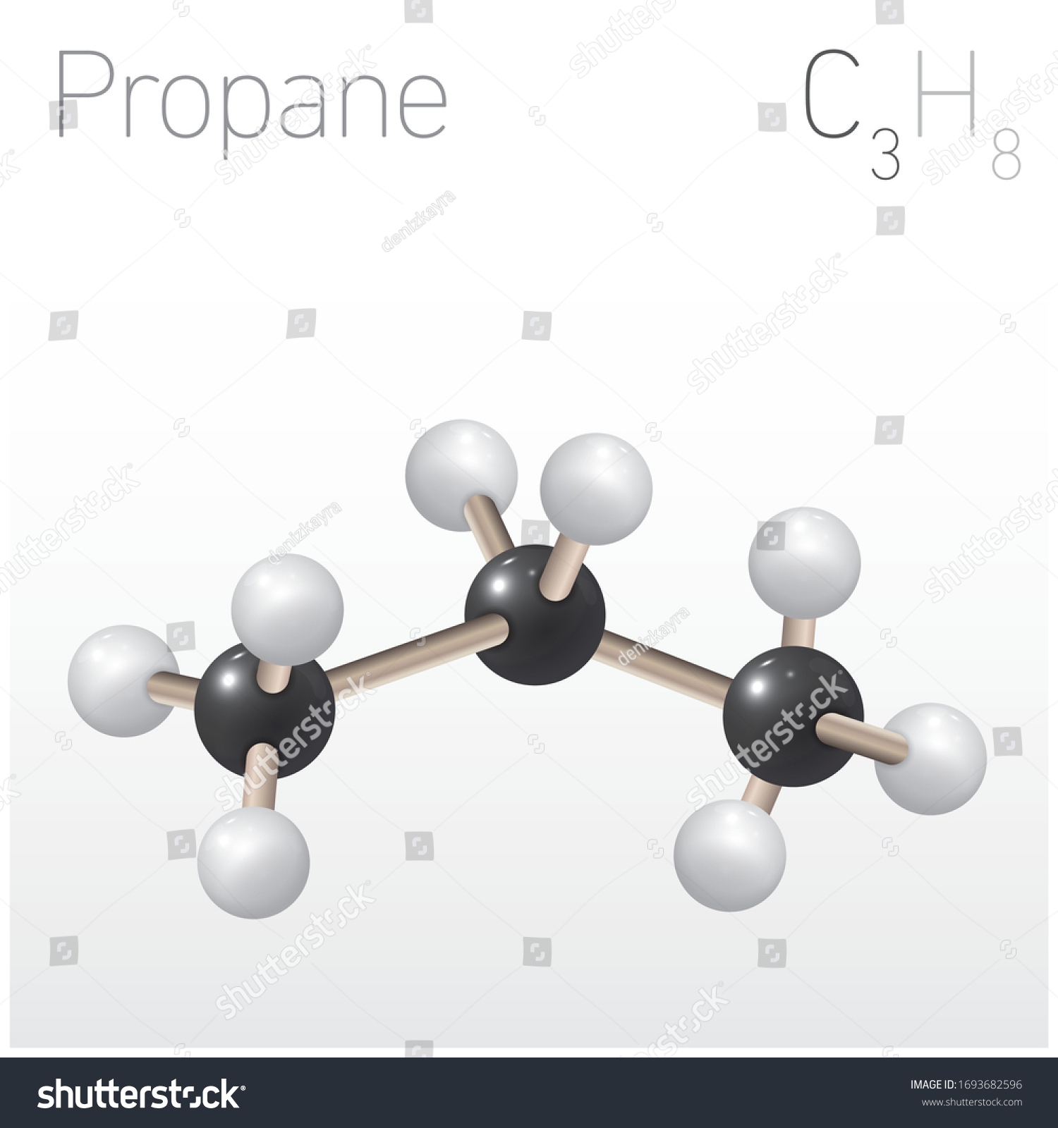 Propane C3h8 Structural Chemical Formula Molecule Stock Vector (Royalty ...