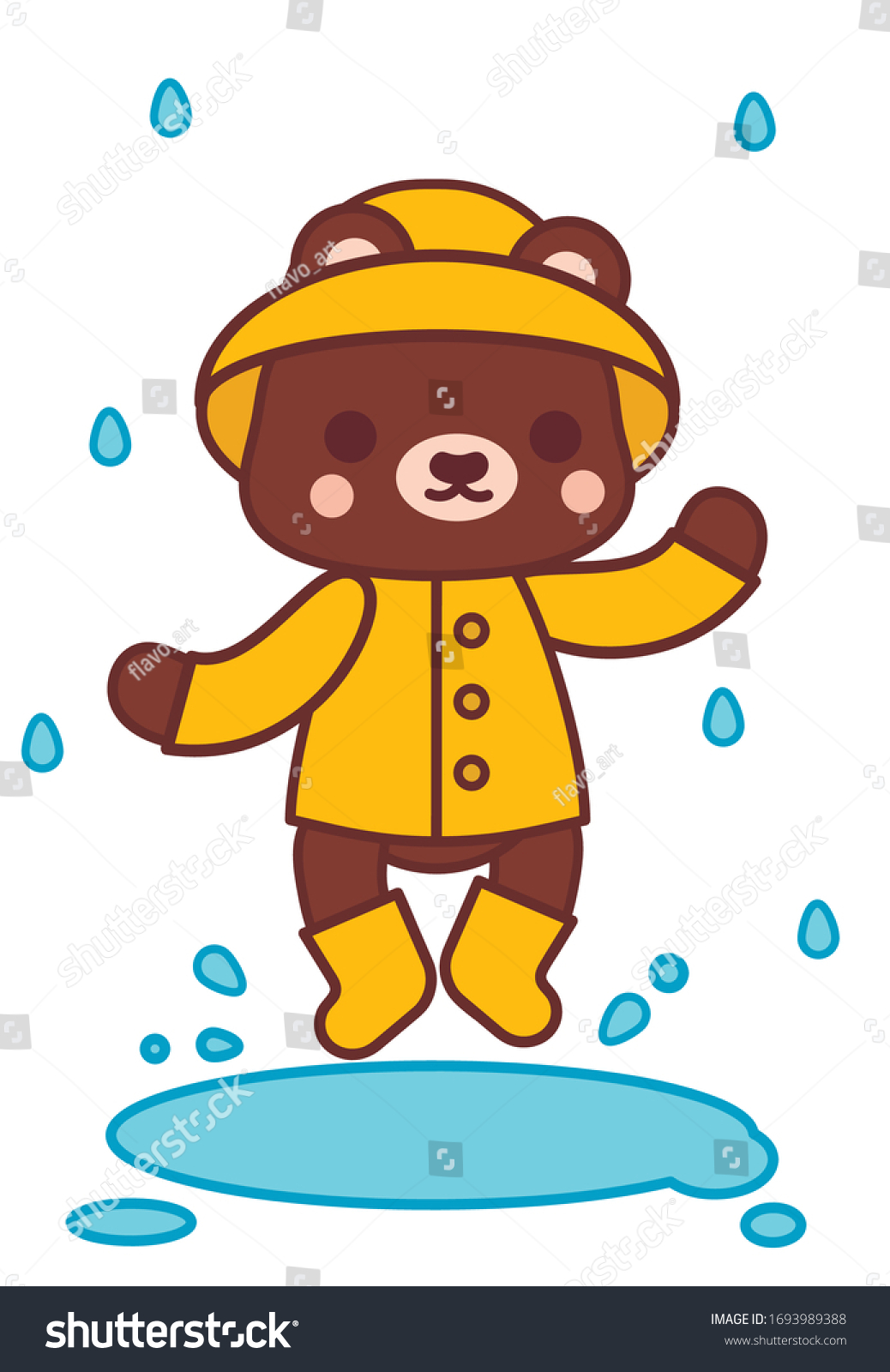 cartoon bear with yellow raincoat