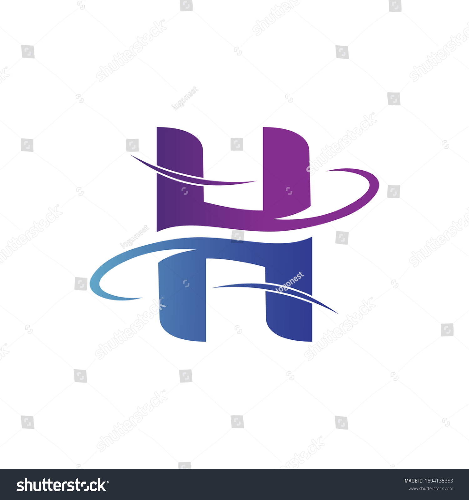 Letter H Wavy Logo Design Stock Vector (Royalty Free) 1694135353 ...