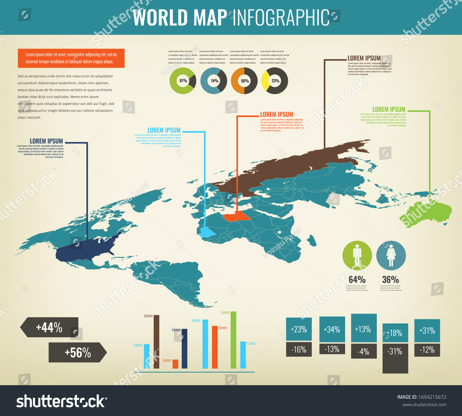 World Map Infographic Template Vector Illustration Stock Vector   Stock Vector World Map Infographic Template Vector Illustration 1694215672 