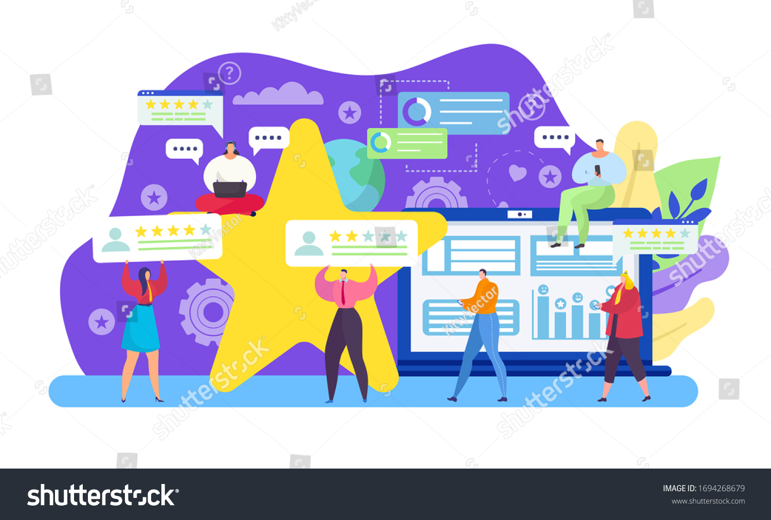 Customer Feedback Vector Illustration Cartoon Tiny Stock Vector ...