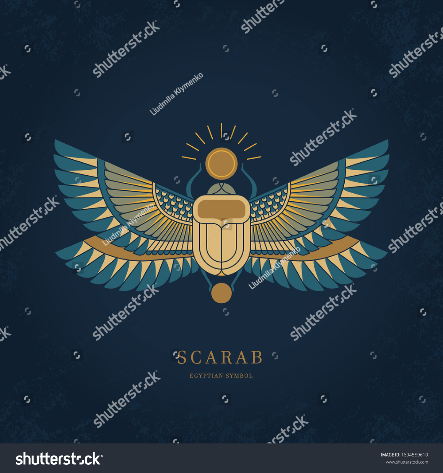 Scarab Beetle Symbol Ancient Egyptians Colorful Stock Vector (Royalty ...