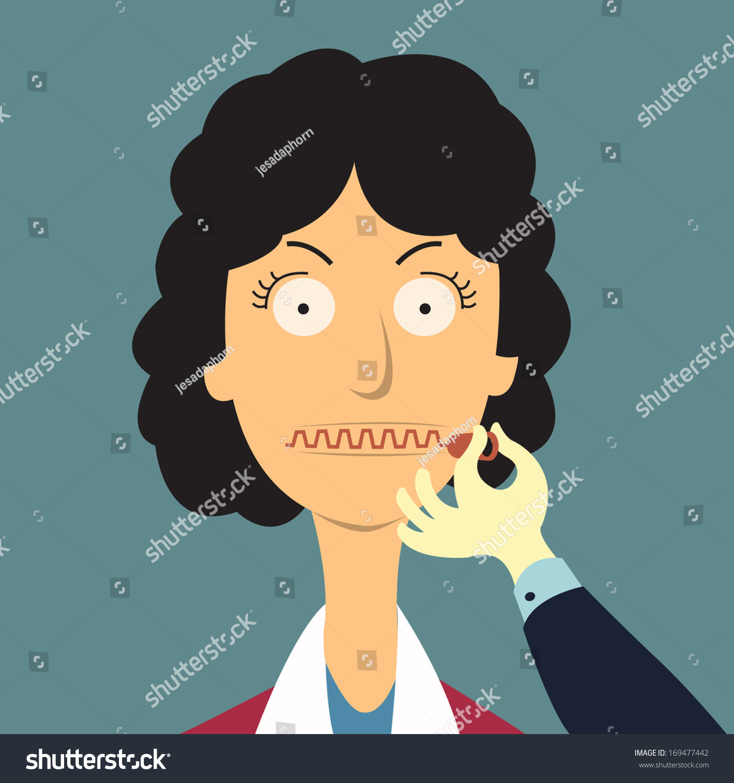 Zipping Her Mouth Abstract Background Shut Stock Vector Royalty Free