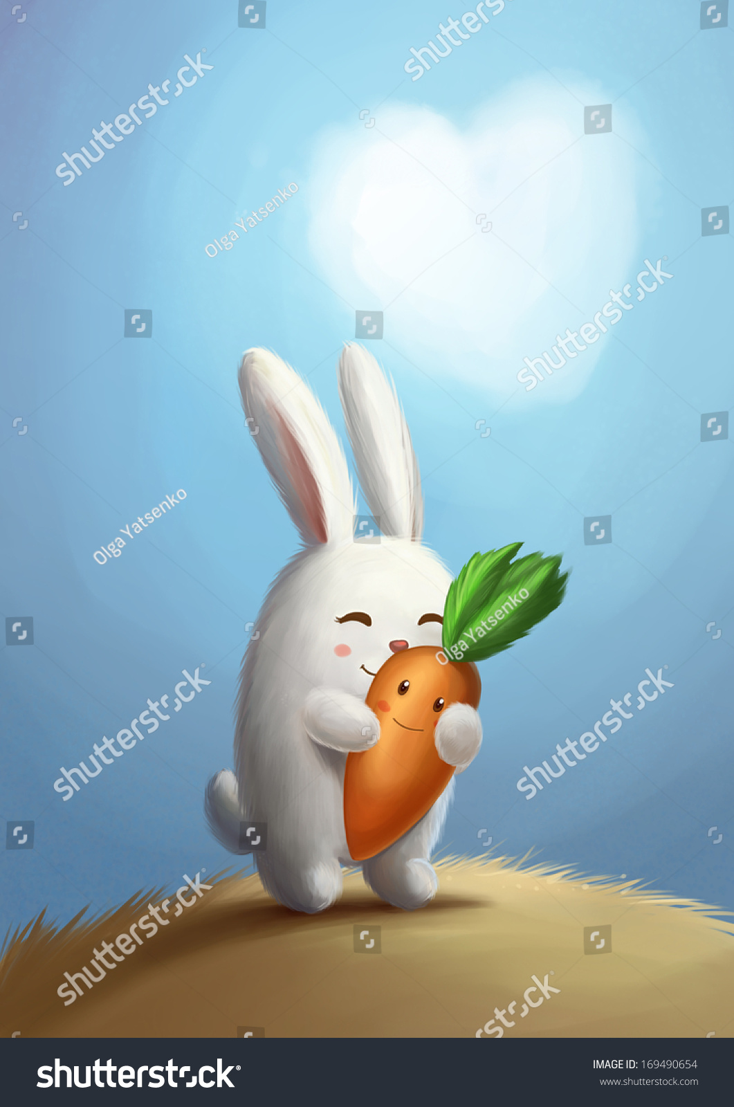 Милый зайчик с морковкой