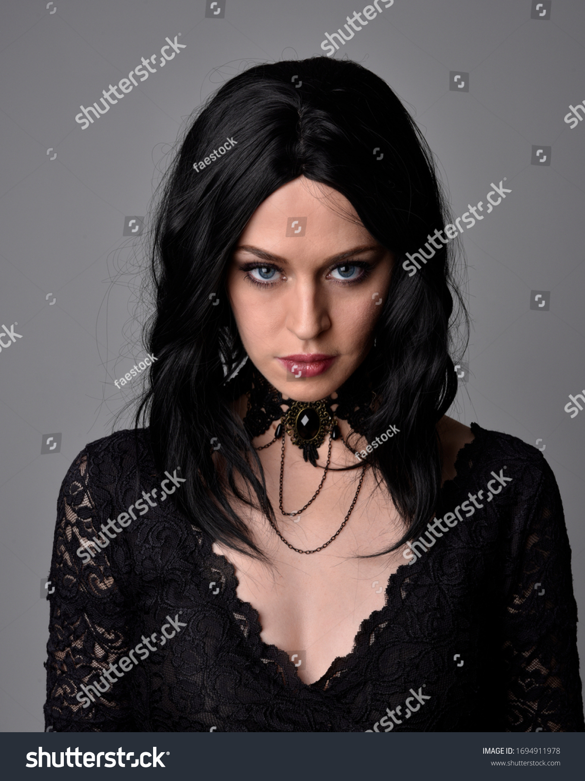 Close Portrait Pretty Goth Girl Dark Stock Photo 1694911978 | Shutterstock
