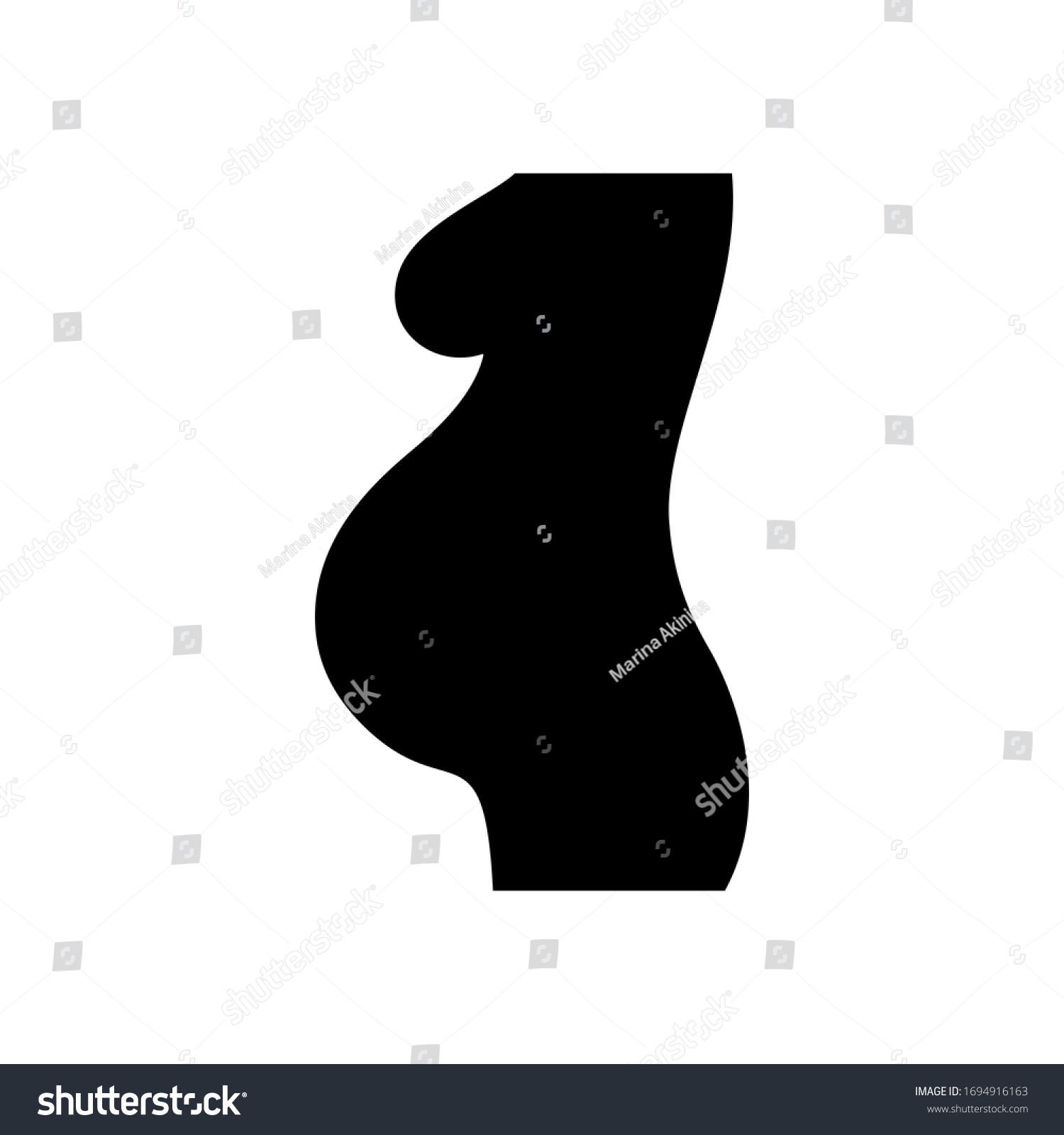 Cutout Silhouette Pregnant Woman Outline Icon Stock Vector (Royalty ...