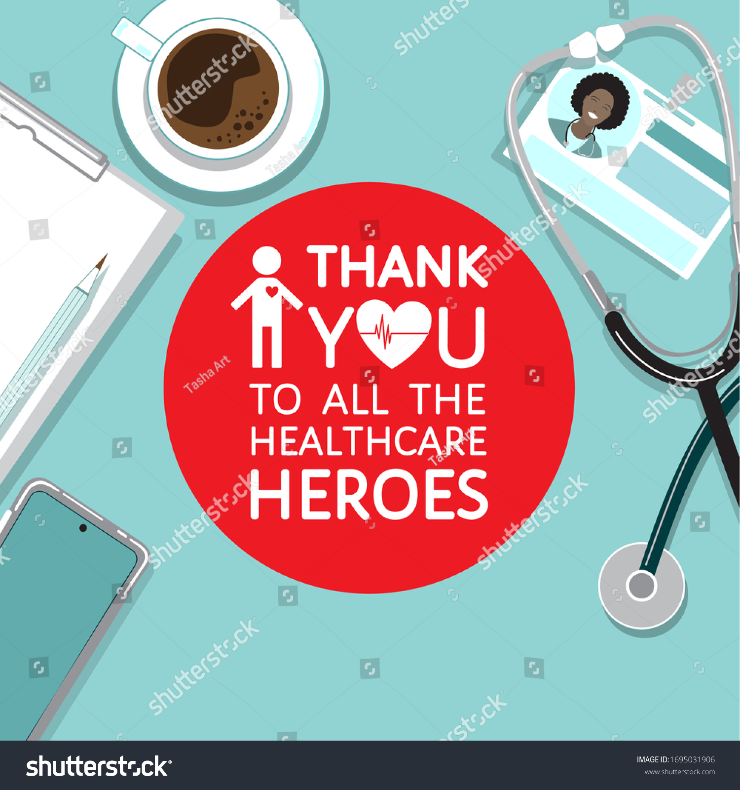 Thank You All Healthcare Workers Grateful Stock Vector (Royalty Free