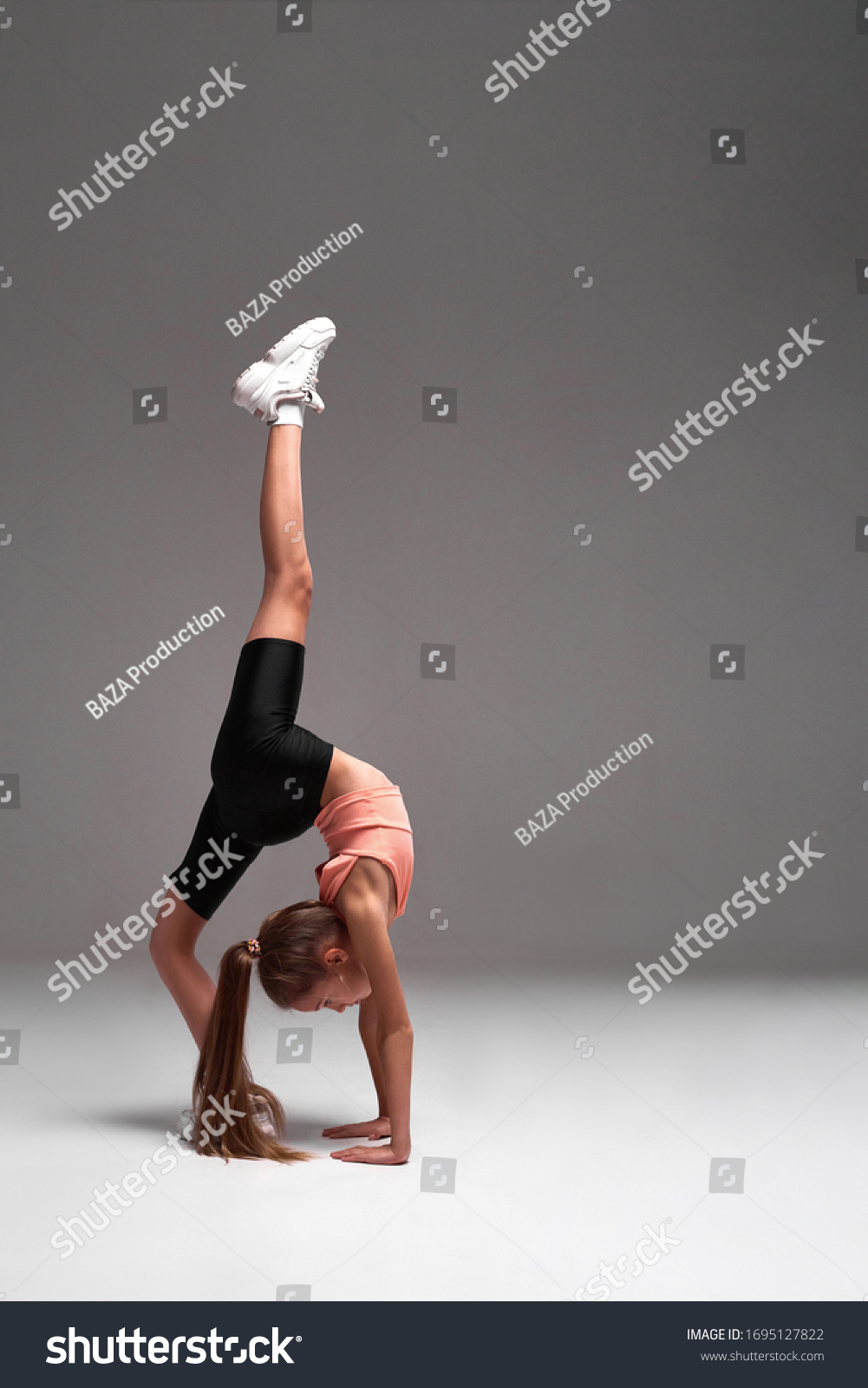 Flexible Cute Little Girl Child Bending Stock Photo 1695127822 ...