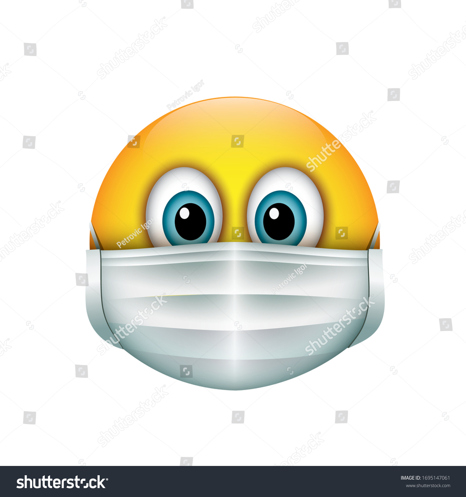 Cute Emoticon Wearing Surgical Mask Emoji Stock Vector (Royalty Free ...