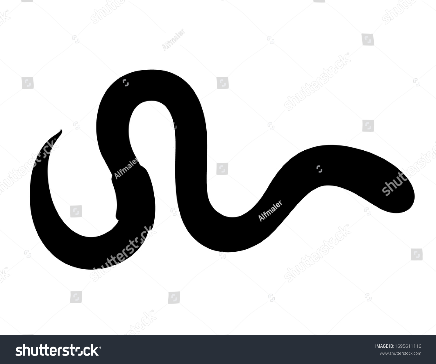 Black Silhouette Earthworm Crawling Cartoon Worm Stock Vector (Royalty ...