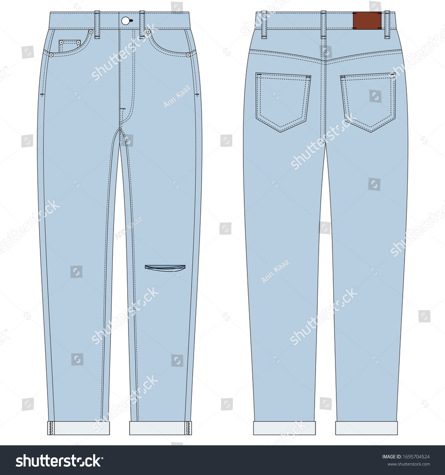 Vector Illustration Womens Mom Jeans Front Stock Vector (Royalty Free ...