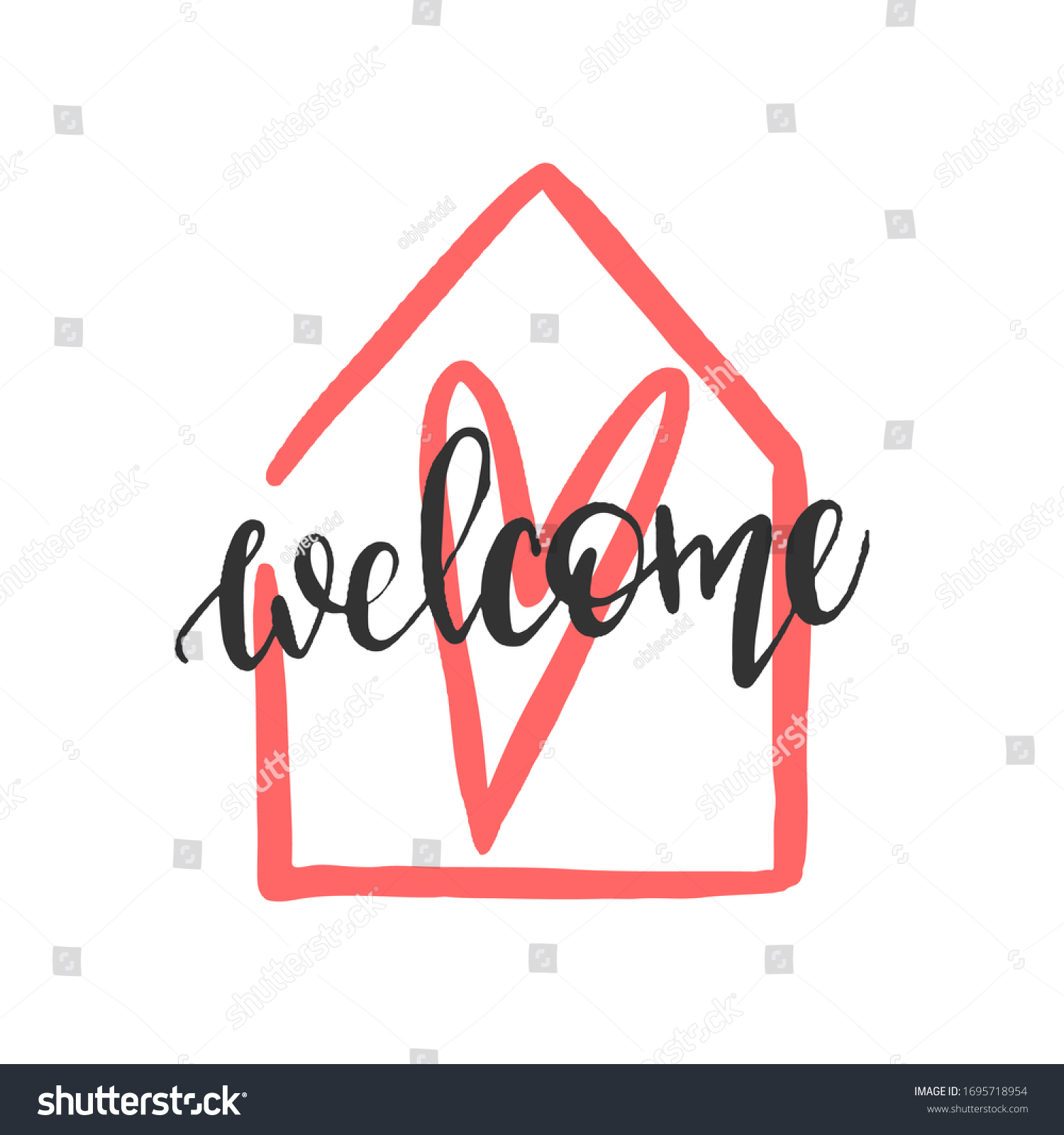 Welcome Home Heart Typographical Banner Design Stock Vector (Royalty ...