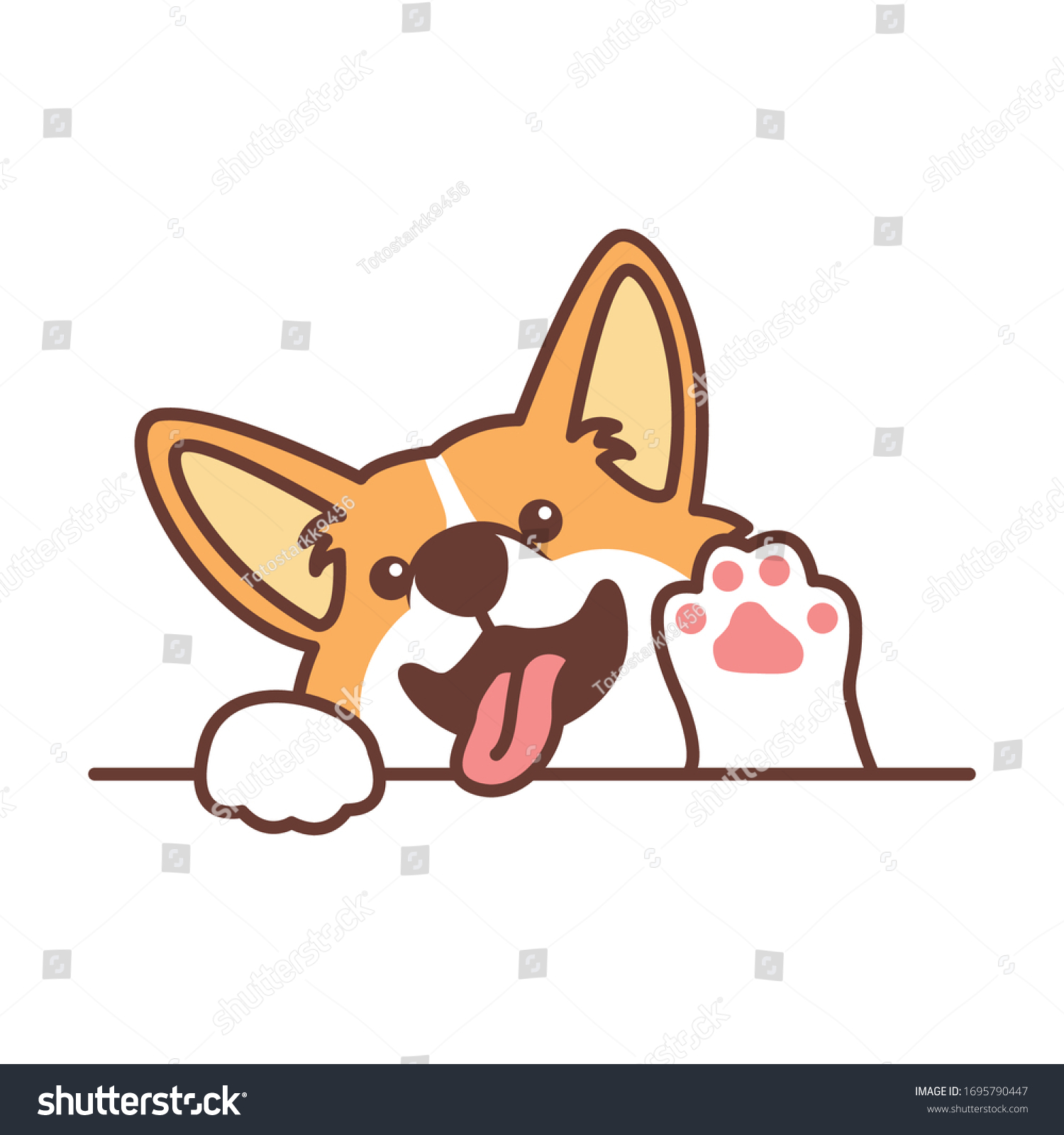 Cute Welsh Corgi Dog Waving Paw Stock Vector (Royalty Free) 1695790447 ...