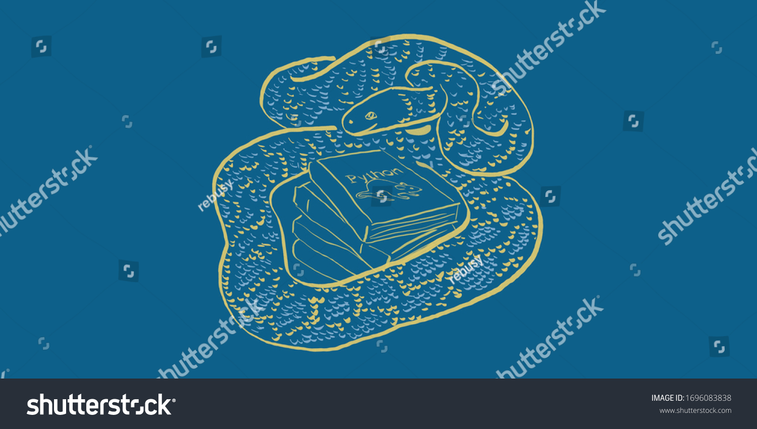 Handdrawn Spotted Python Hugs Stack Python Stock Illustration ...