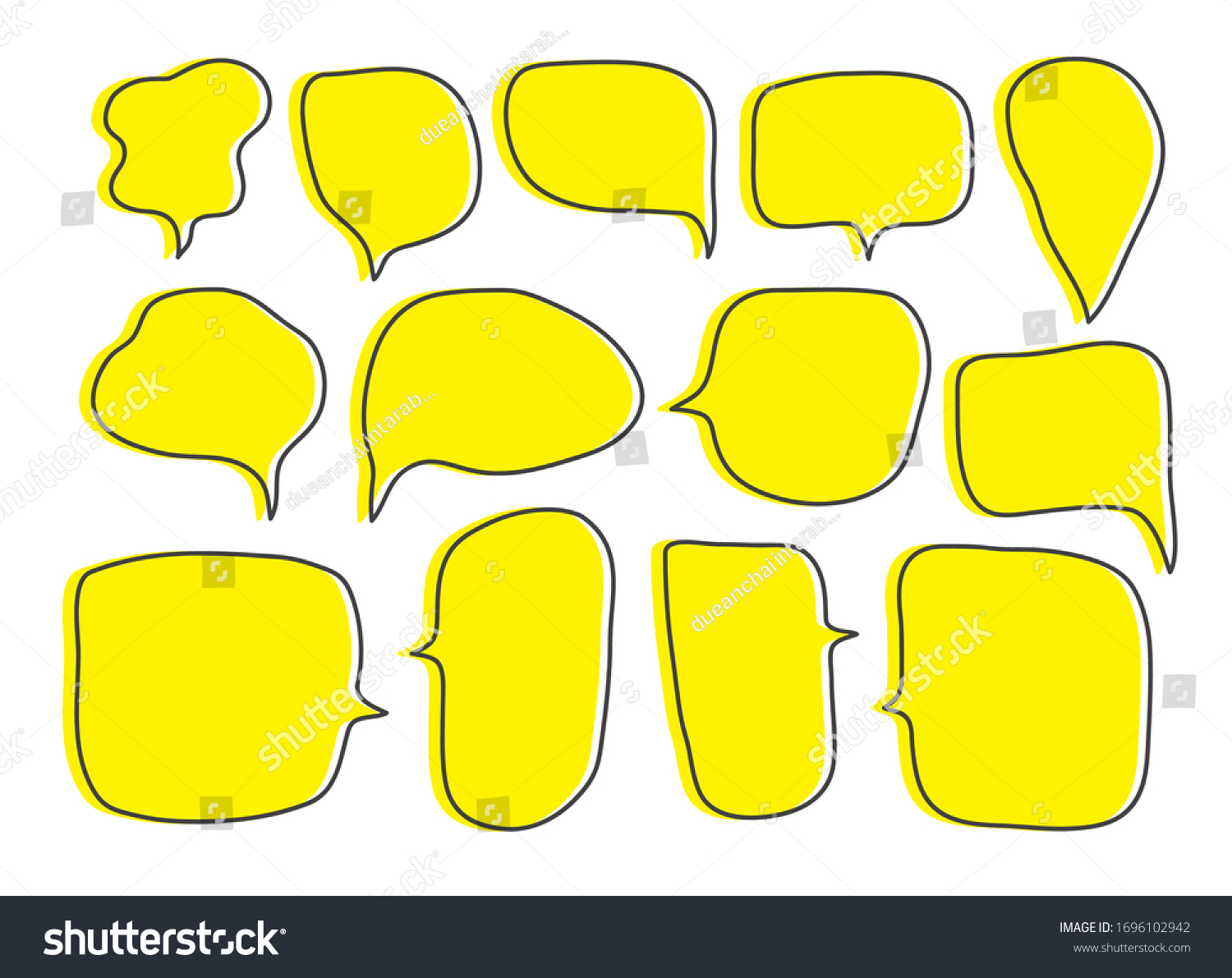 Vector Bubbles Speech Doodle Set Handdrawn Stock Vector (Royalty Free ...