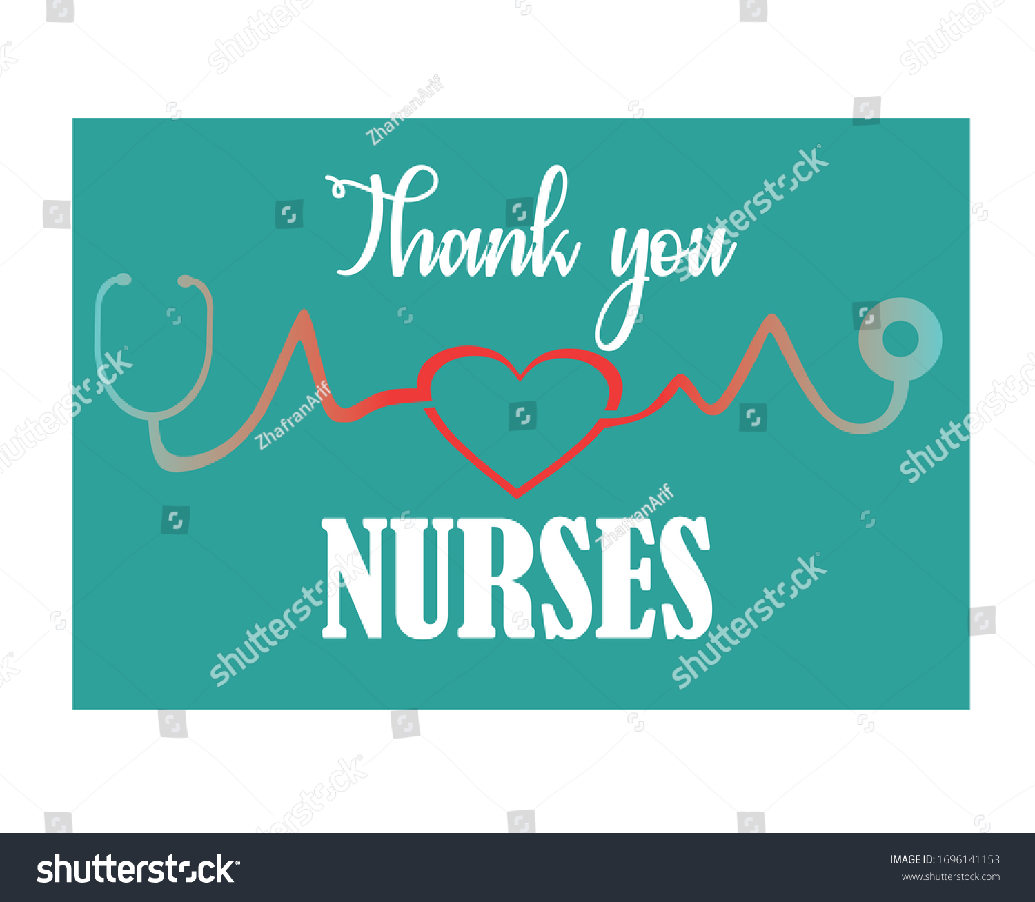 Thank You Nurses Stick Stethoscope Heart Stock Vector (Royalty Free ...