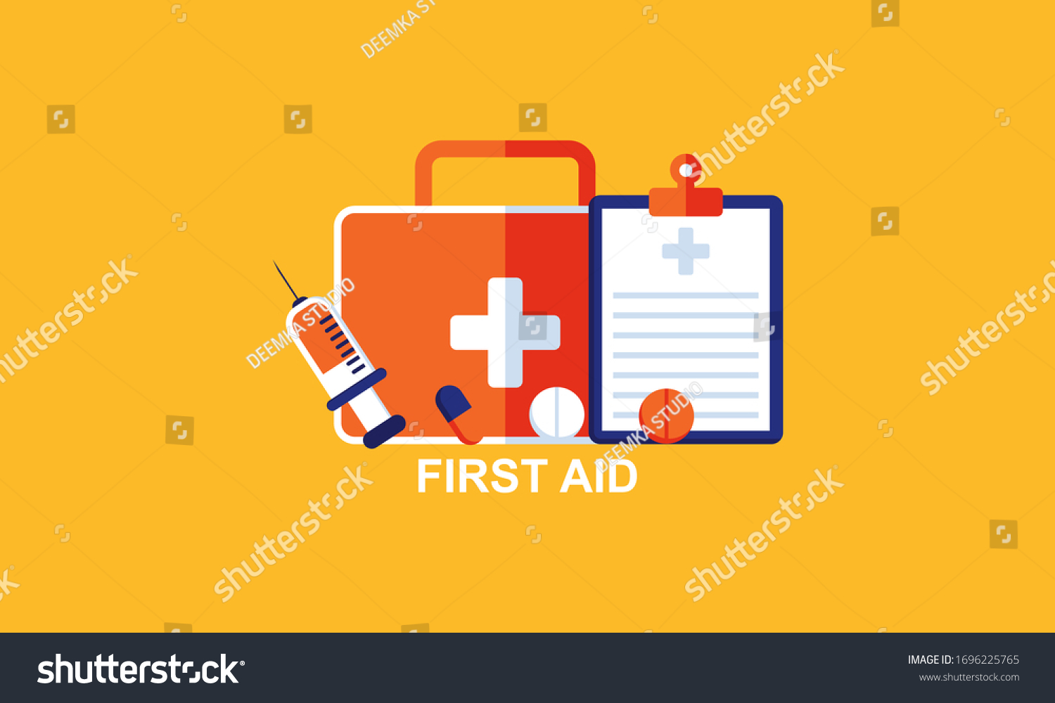 First Aid Kit Supply Emergency Medical Stock Vector (Royalty Free ...