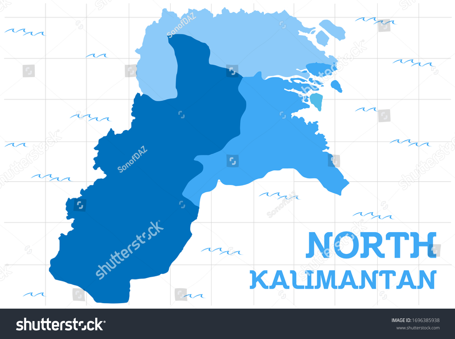 North Kalimantan Indonesia Map Stock Vector (Royalty Free) 1696385938 ...