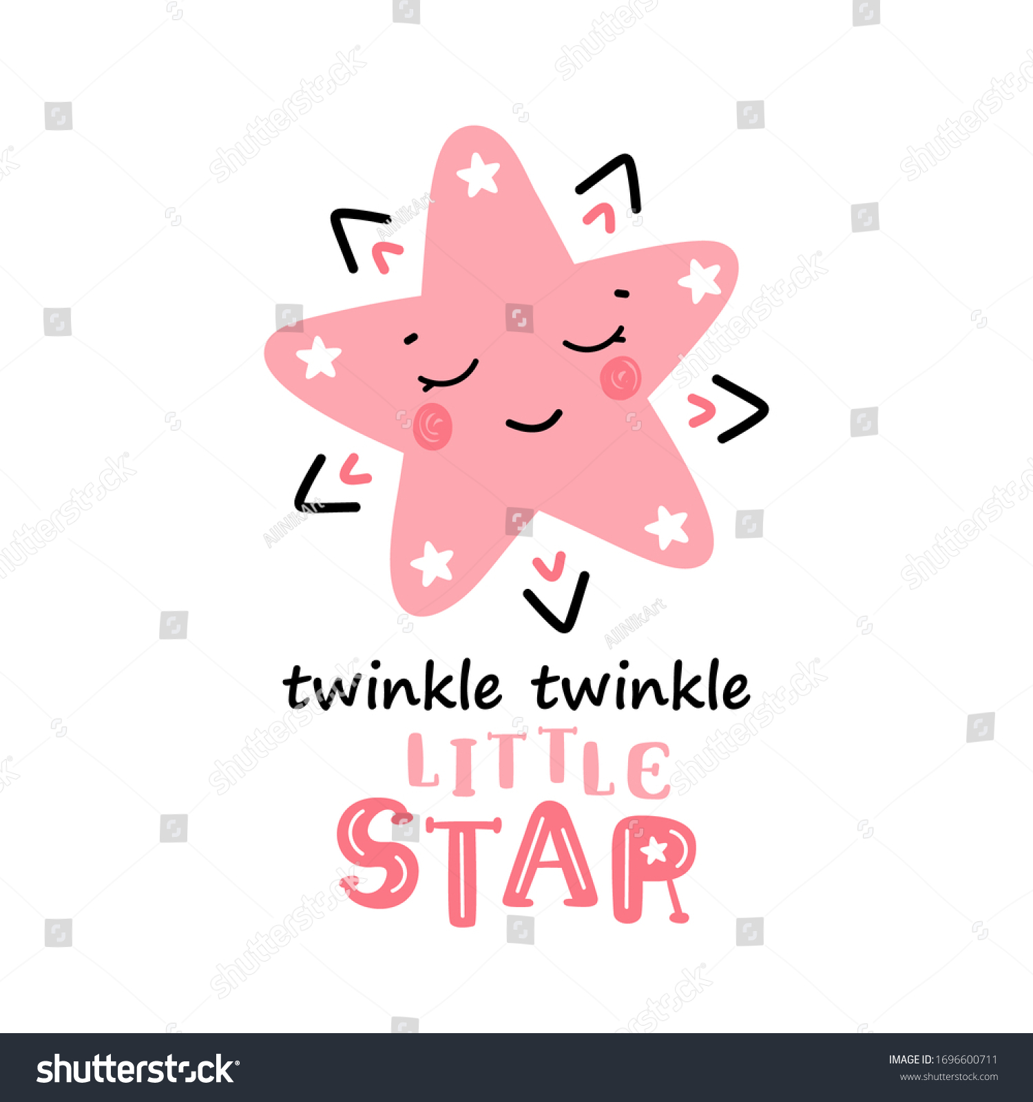 Pink Cute Star Twinkle Twinkle Little Stock Vector (Royalty Free ...