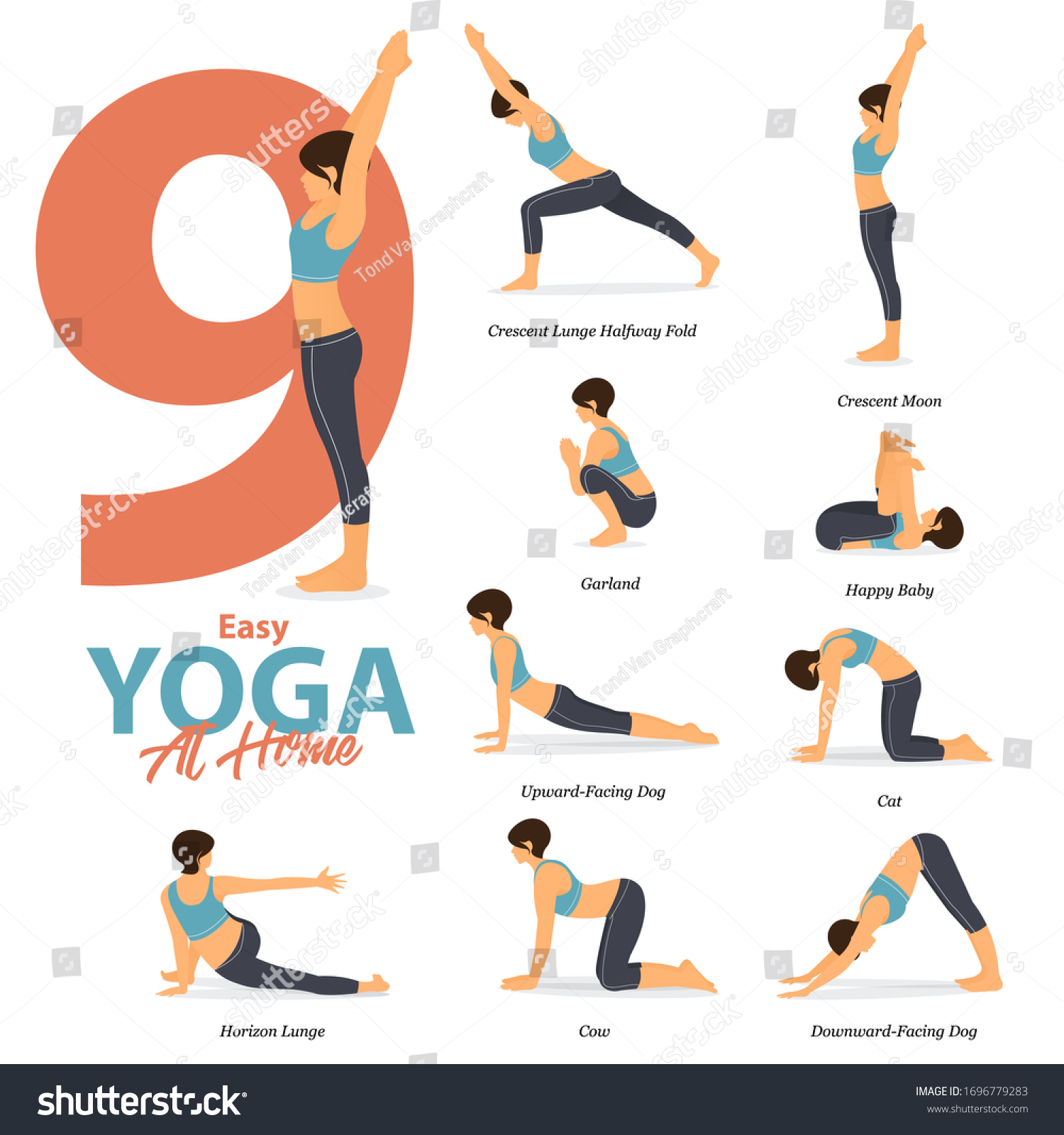 Infographic 9 Yoga Poses Easy Yoga Stock Vector (Royalty Free ...