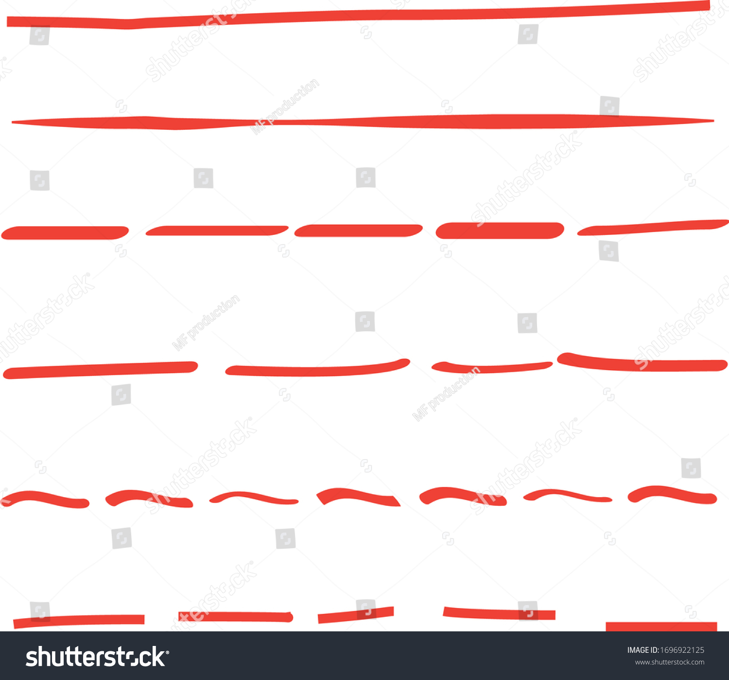 Red Lines Hand Drawn Vector Set Stock Vector (Royalty Free) 1696922125 ...