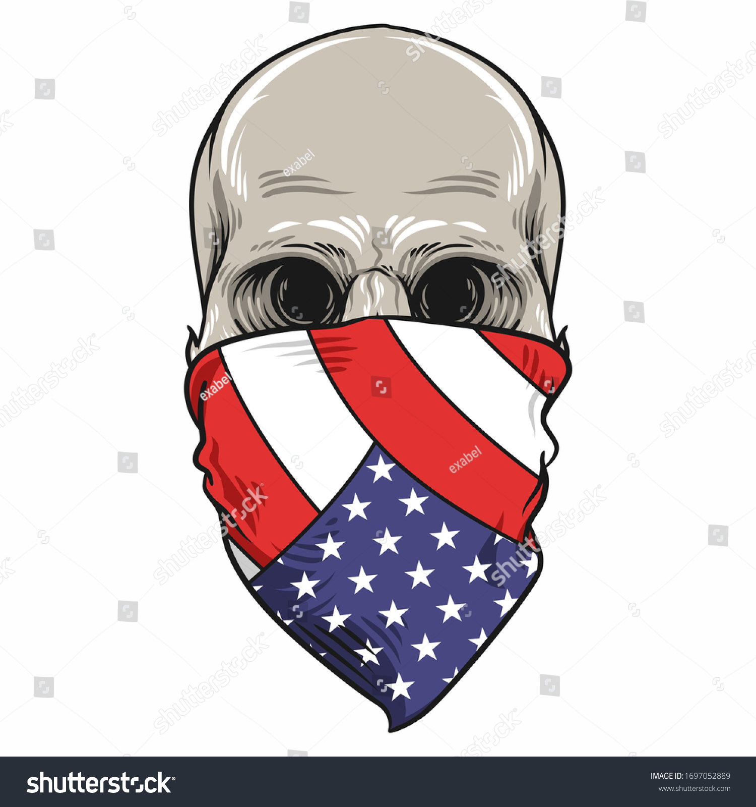 Skull American Flag Bandana Illustration Stock Illustration 1697052889 ...