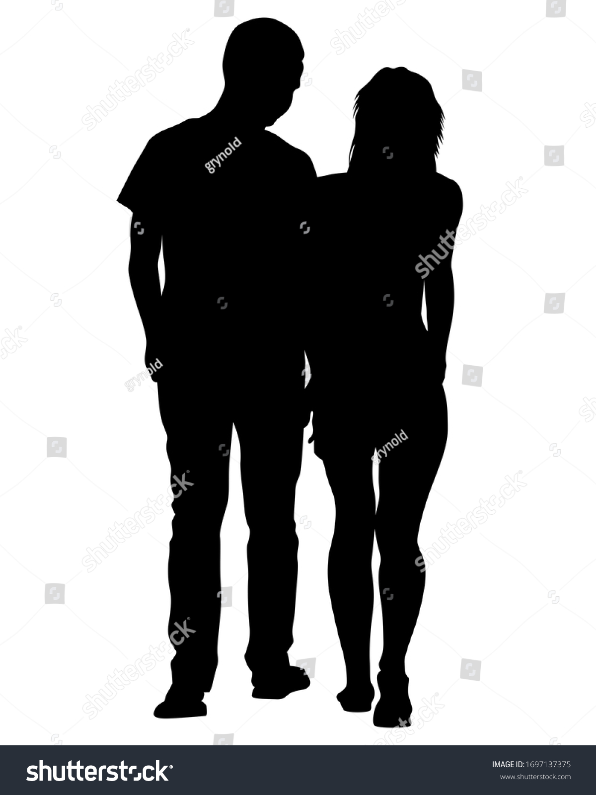 Young Man Woman Standing Next Each Stock Illustration 1697137375 Shutterstock 1852