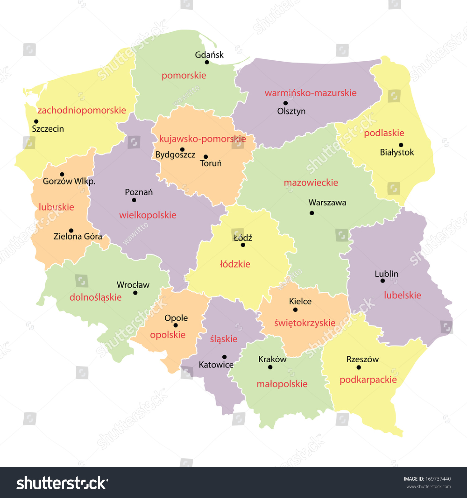 Map Poland Voivodships Vector Illustration Stock Vector (Royalty Free ...