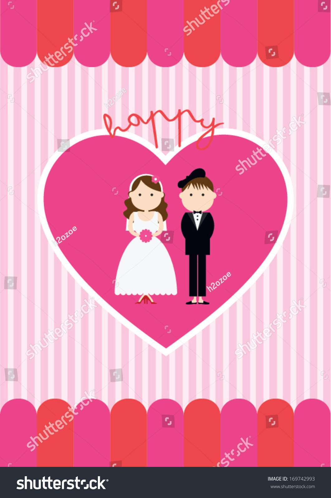 happy-wedding-poster-template-vectorillustration-background-stock