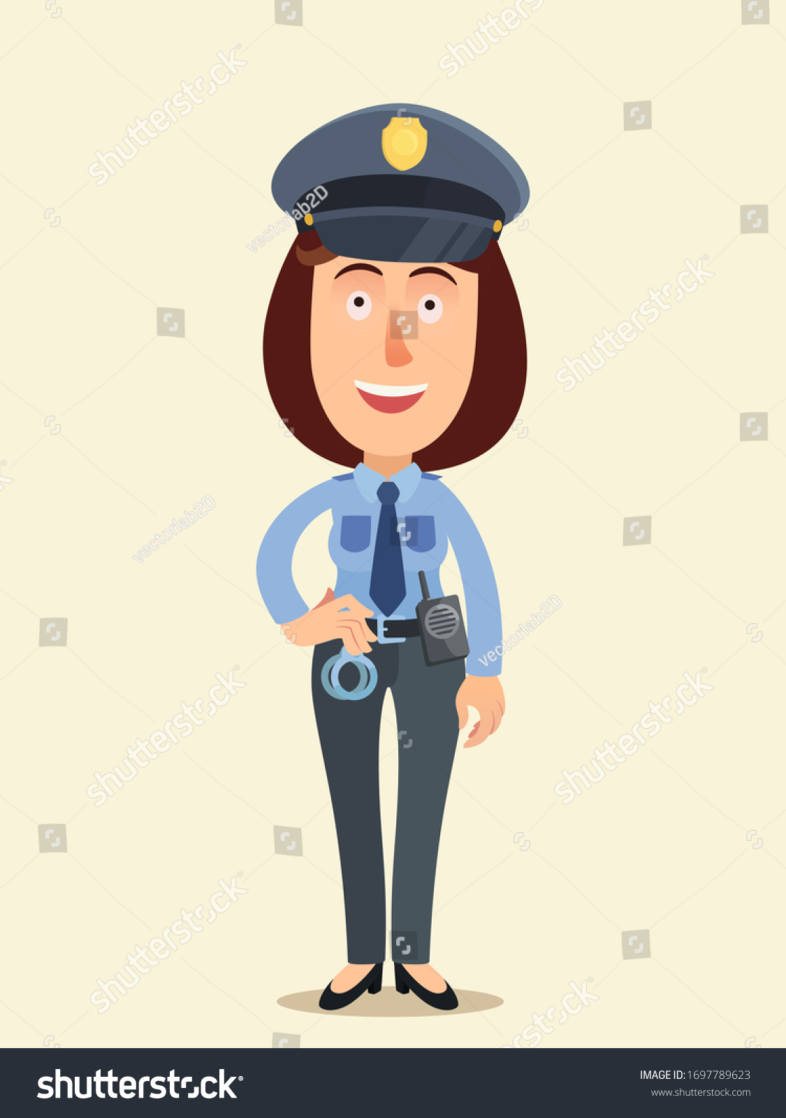 Young Beautiful Policewoman Woman Police Officer Stock Vector (Royalty ...