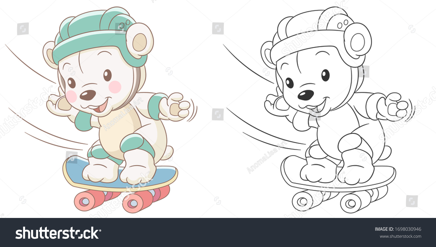 Coloring Page Teddy Bear Cartoon Animal Stock Vector (royalty Free 