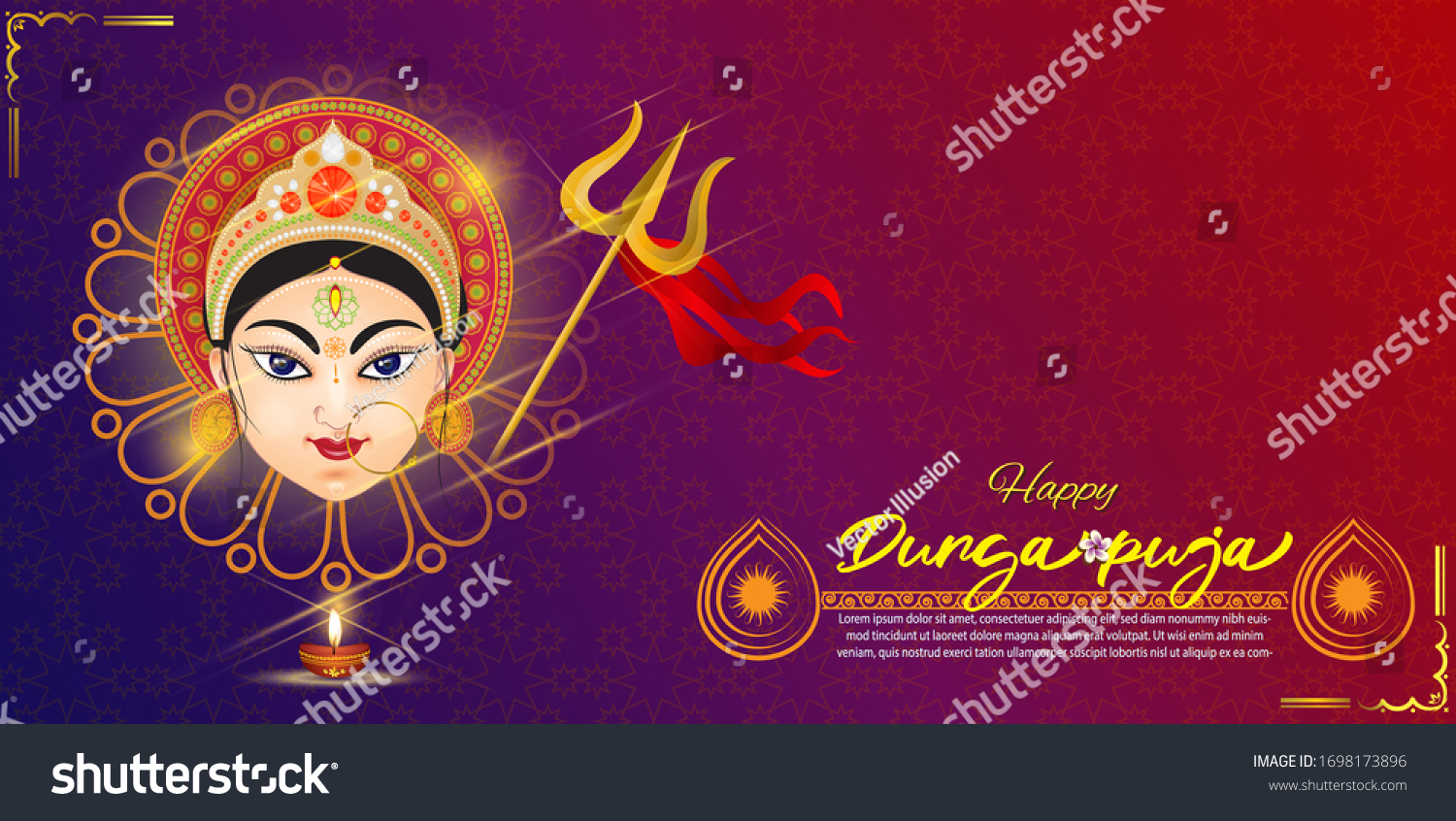 Illustration Goddess Durga Face Happy Durga Stock Vector (Royalty Free ...