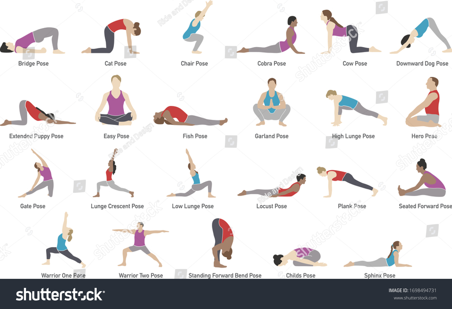 Set Yoga Illustrations Stock Vector (Royalty Free) 1698494731 ...