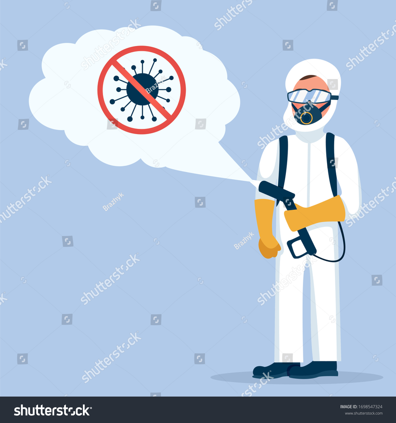 Man Hazmat Protective Suit Gas Mask Stock Illustration 1698547324 ...