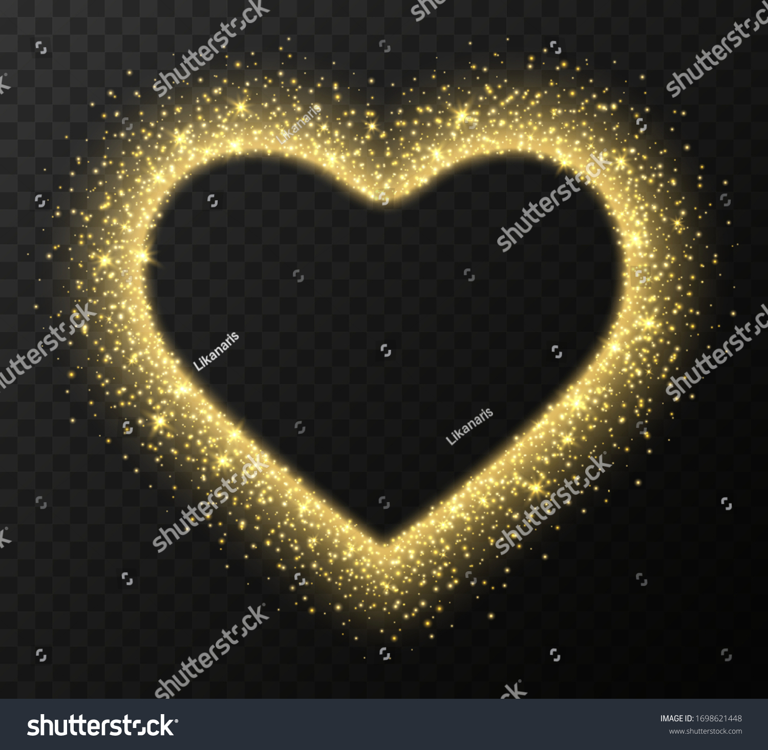 Golden Heart Frame Sparkles Flares Abstract Stock Vector (Royalty Free ...