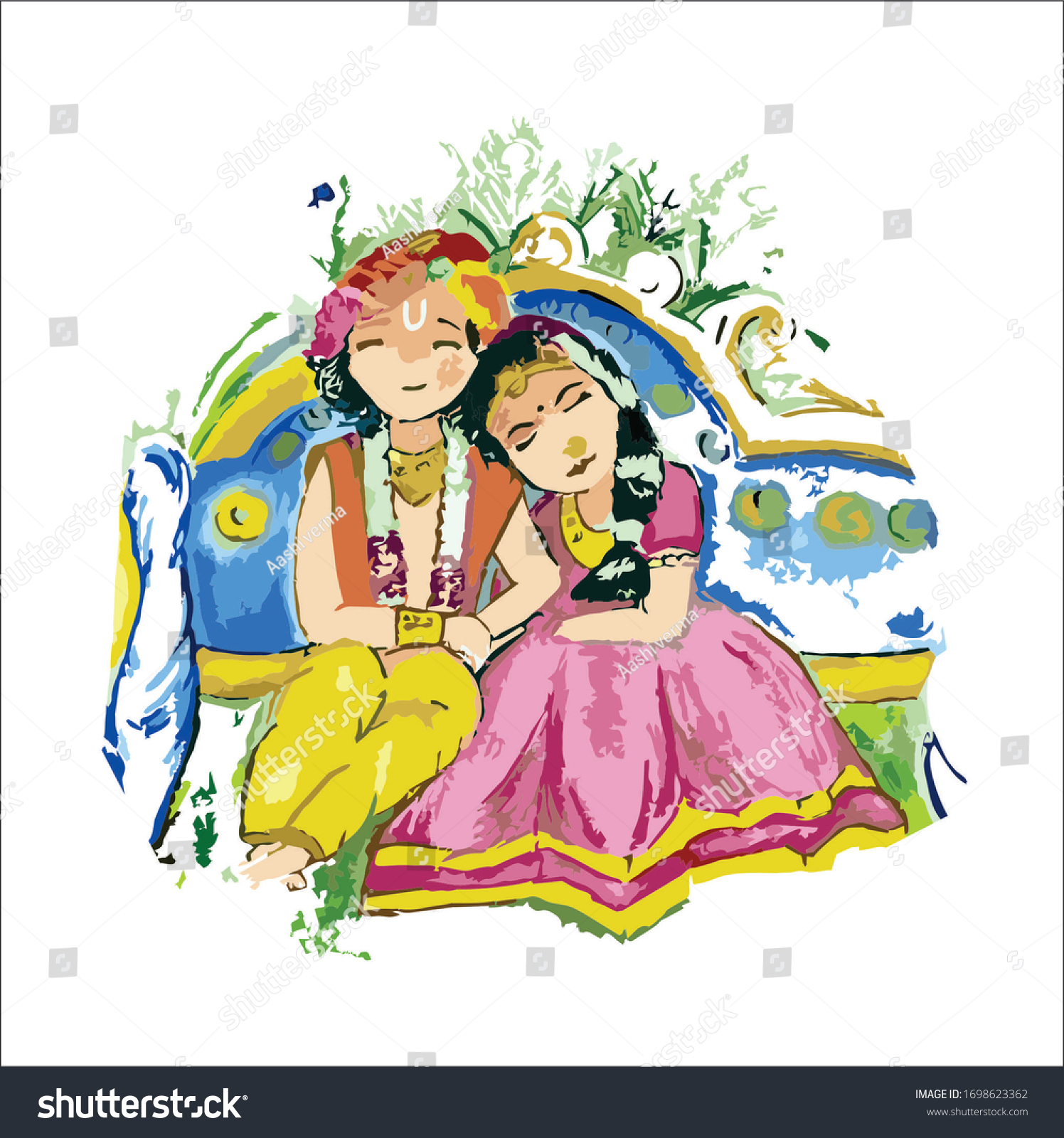 radha krishna drawing