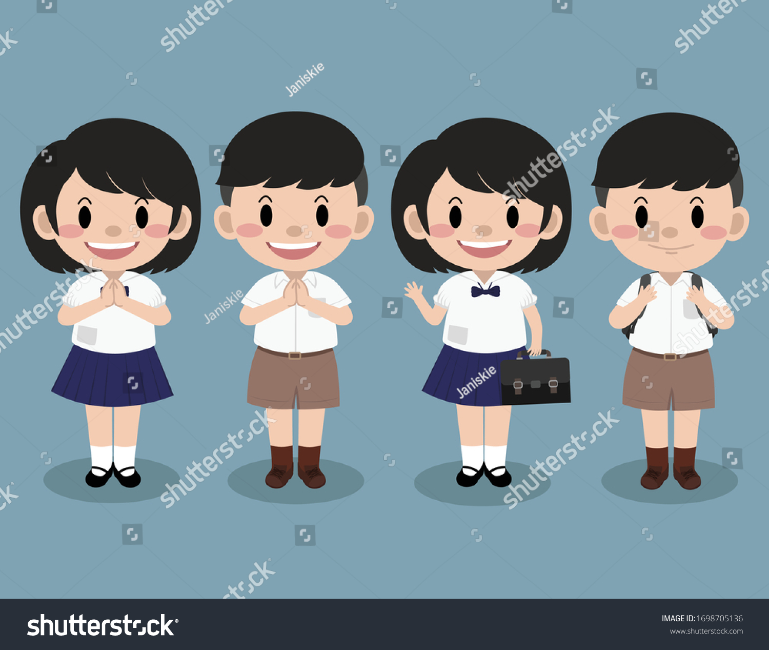 Thai Student School Uniform Thailand Stock Vector (Royalty Free ...