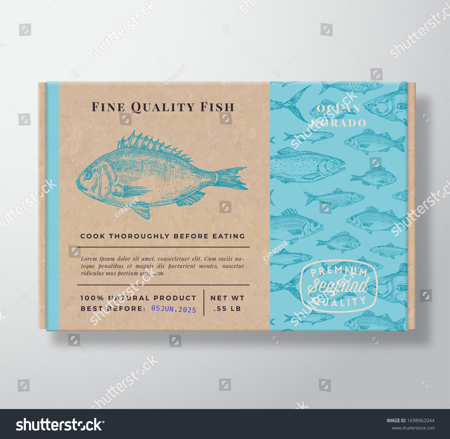 Fish Pattern Realistic Cardboard Container Abstract Stock Vector ...