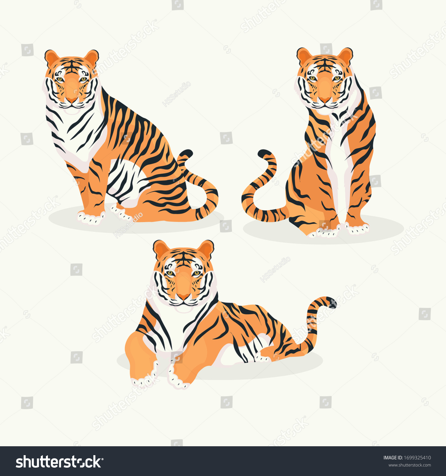 Тигр сидит вектор