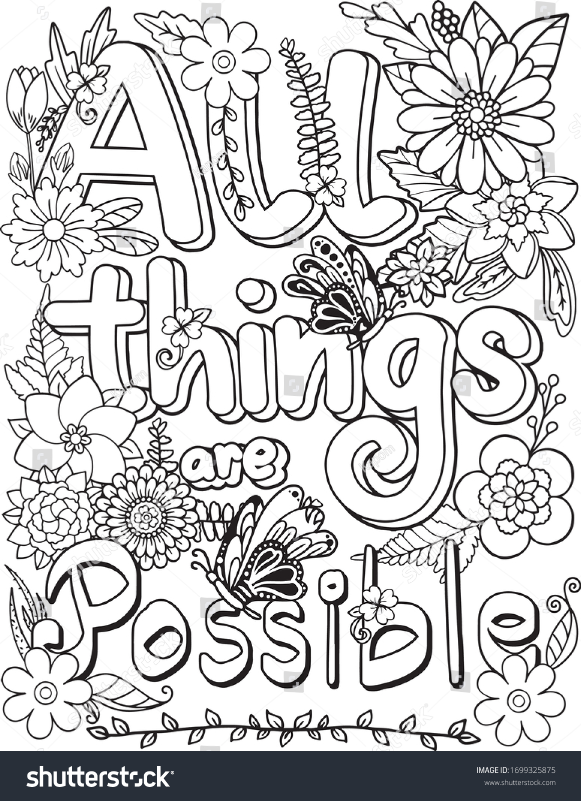 Hand Drawn Inspiration Word All Things Stock Vector (Royalty Free ...