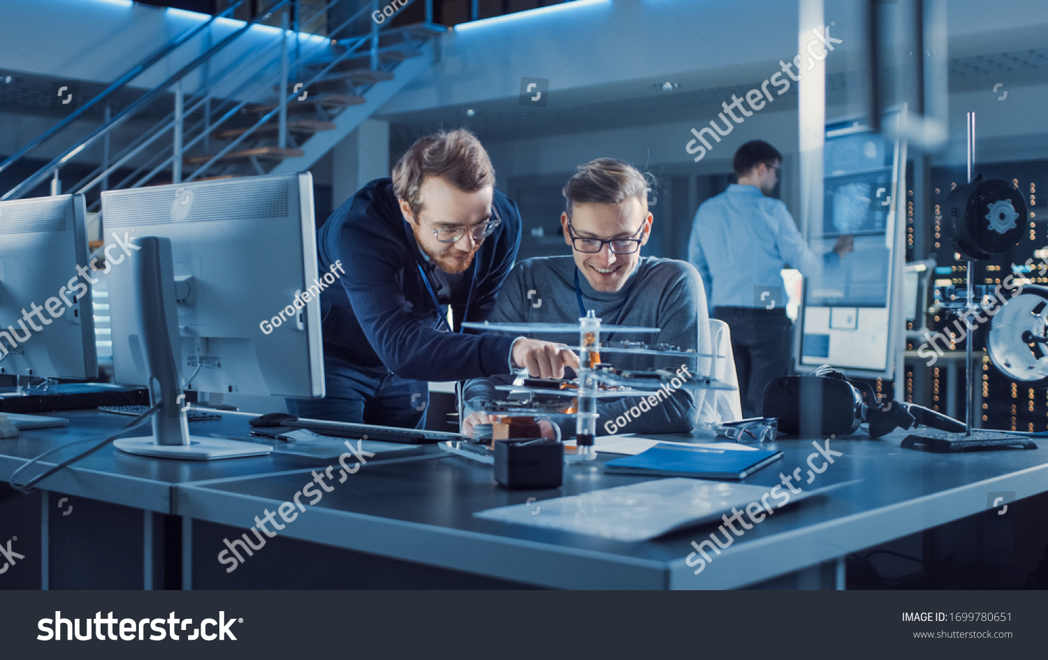 Electronics Development Engineer Talks Project Manager Stock Photo ...