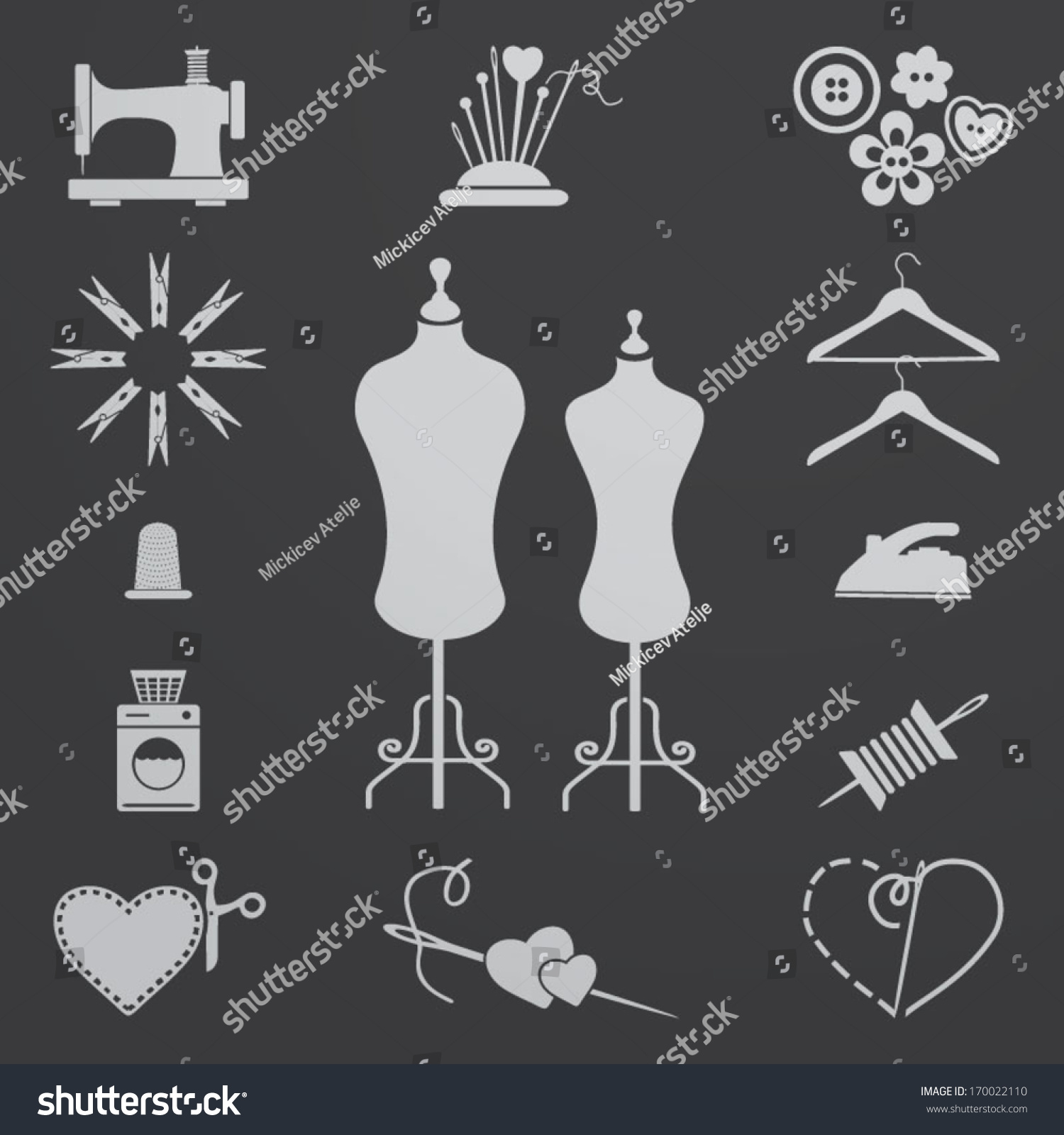 Sewing Icons Stock Vector Royalty Free 170022110 Shutterstock 5925