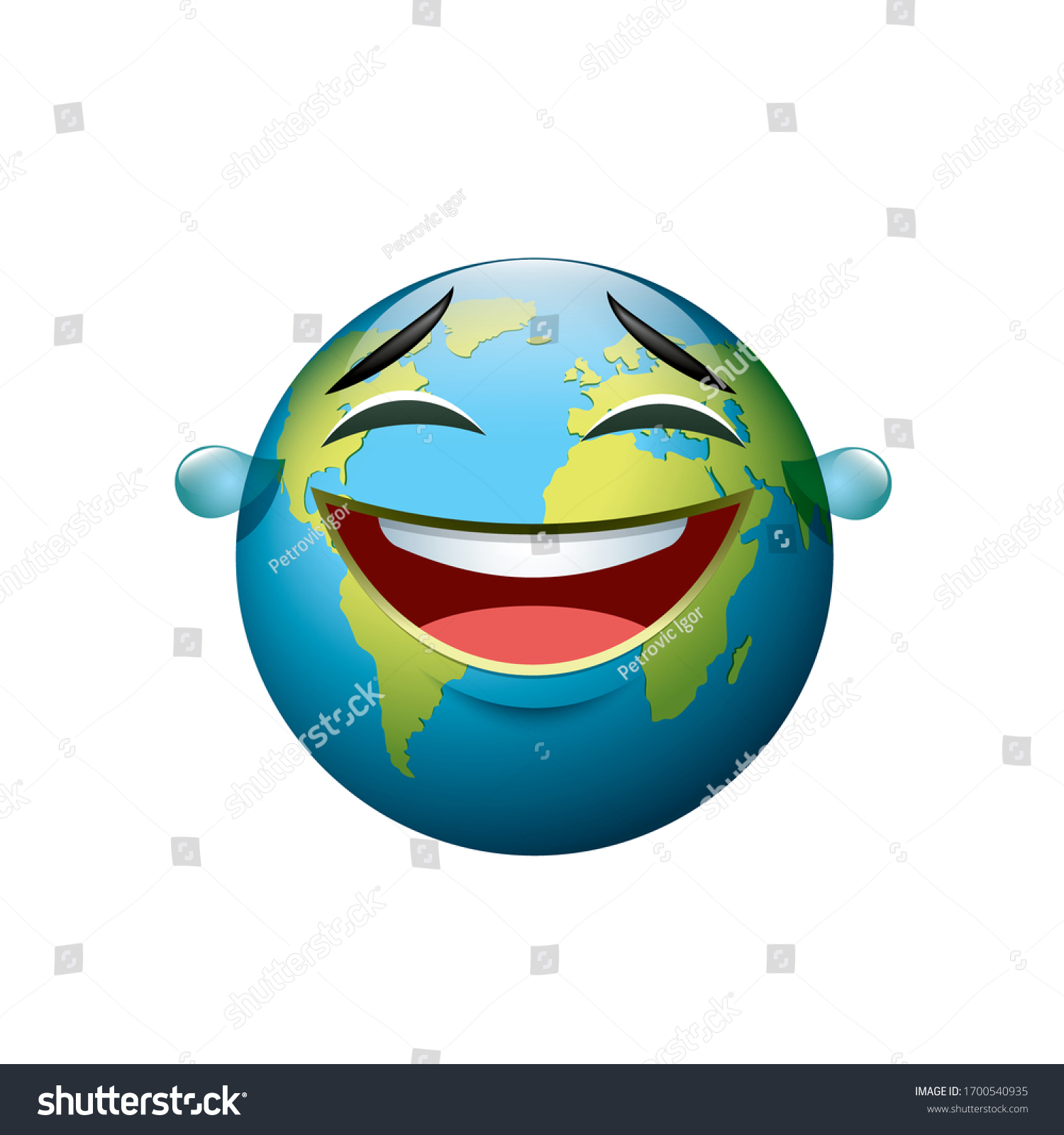 Earth Emoji Happy Emoticon Crying Laugh Stock Vector (Royalty Free ...