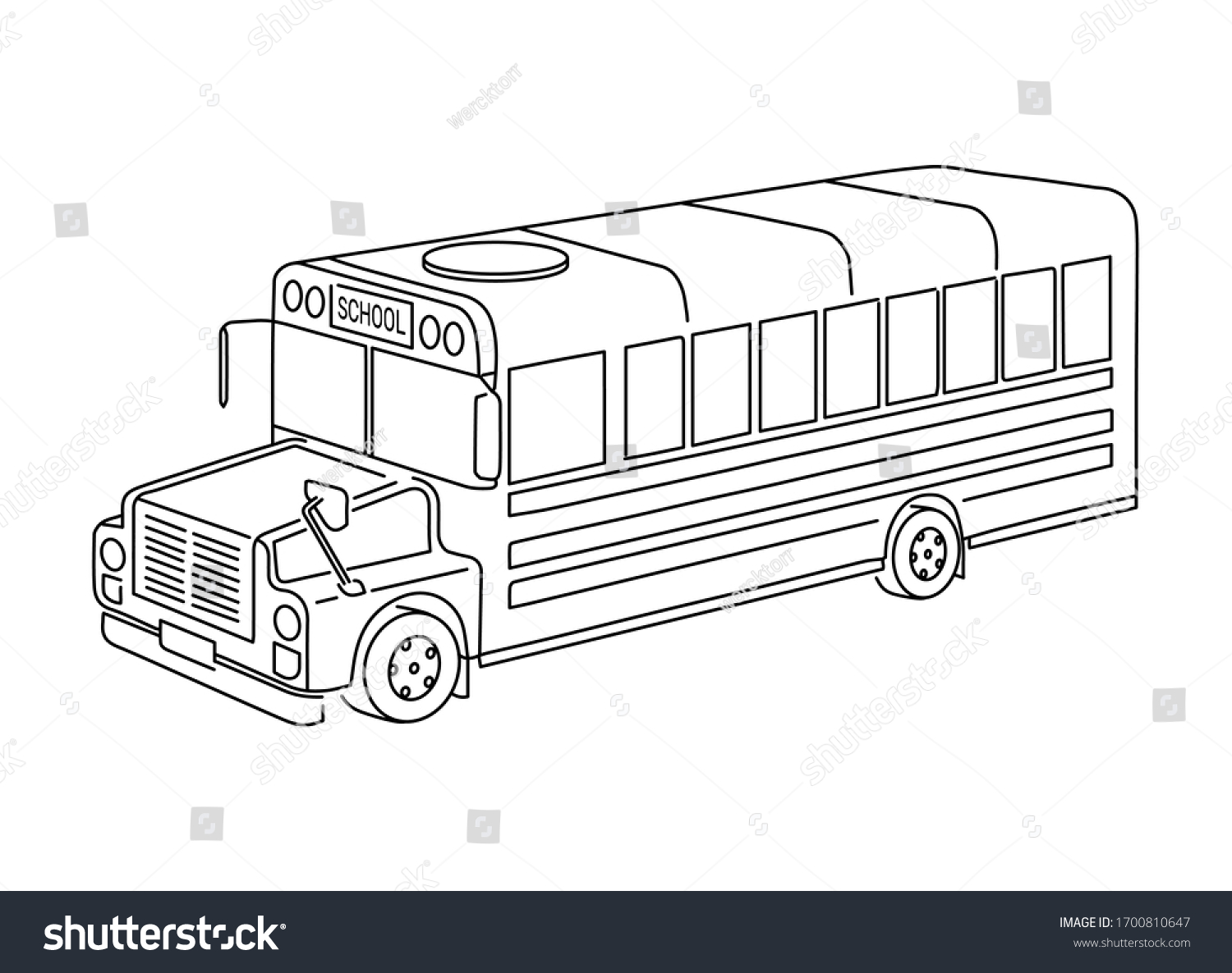 Kids School Bus Outline Isometric 3d Stock Vector (Royalty Free ...