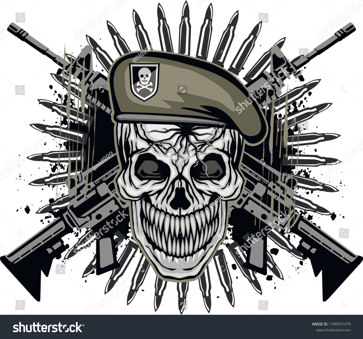 Aggressive Military Emblem Skull Grunge Vintage Stock Vector (Royalty ...